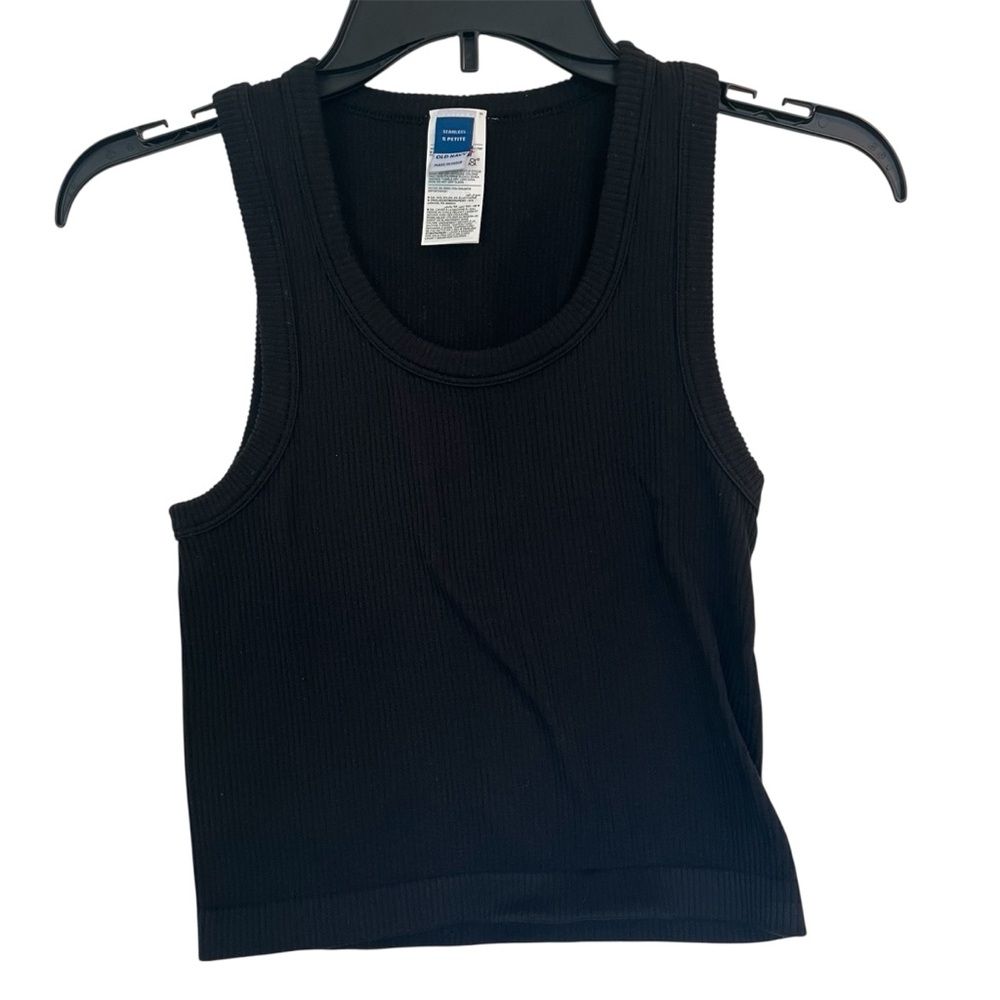 Old Navy Black Fitted Ribbed Scoop Neck Fitted Essential Tank Top Size Small